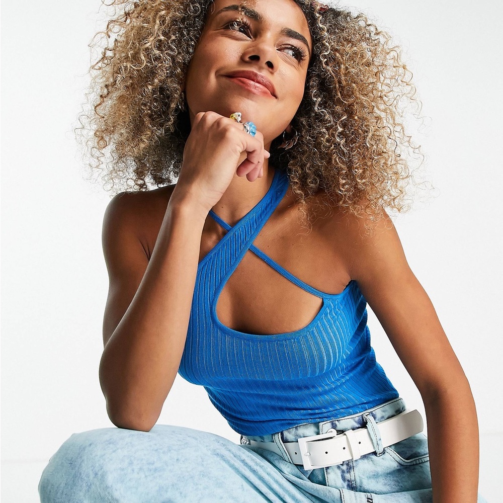 sporty knitted one shoulder top